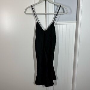 Kisskill black Silk Slip Mini Dress size xs sexy romantic playful roleplay strap